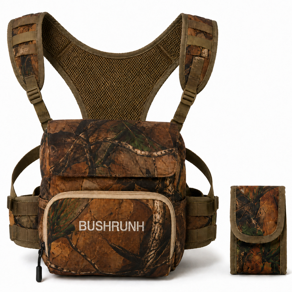 Outdoor Chest Pack Harness Bag for Hunting, Hiking &amp; Birding - Brown Camo