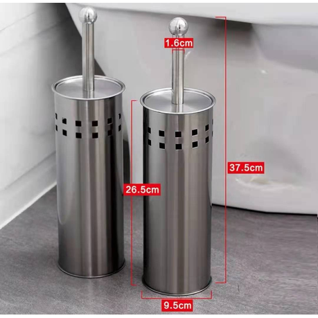 Stainless Steel Toilet Brush & Canister Set - Round