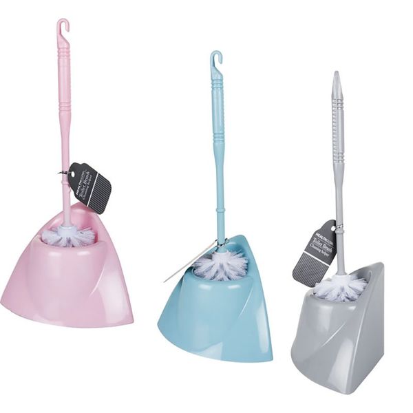 Bulk Pack x 3 Toilet Brush With Stand - Assorted Colours
