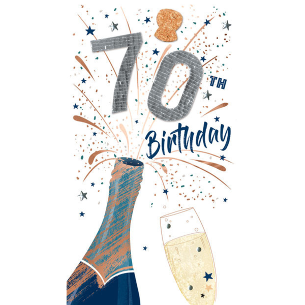 Greeting Card - 70th - Champagne