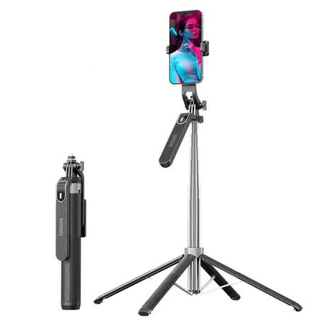 P180 1.8M Selfie Stick & Tripod with 360 Rotation & Bluetooth Remote-Black Image