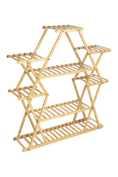 PPS-004-L-NC, Large, ECO Bamboo-Wood Plant Pot Stand-Nature Color