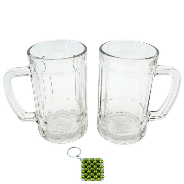 Set of 2 0.3L Beer Glasses - Classic Glassware &amp; Key Holder