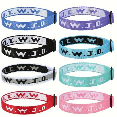 WWJD 'What Would Jesus Do' Wrist Band Bracelet Set - 8 Pack Image