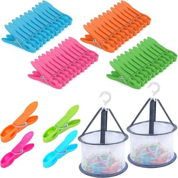 Pack of 48 Windproof Colorful Clothespins for Clotheslines and Hangers