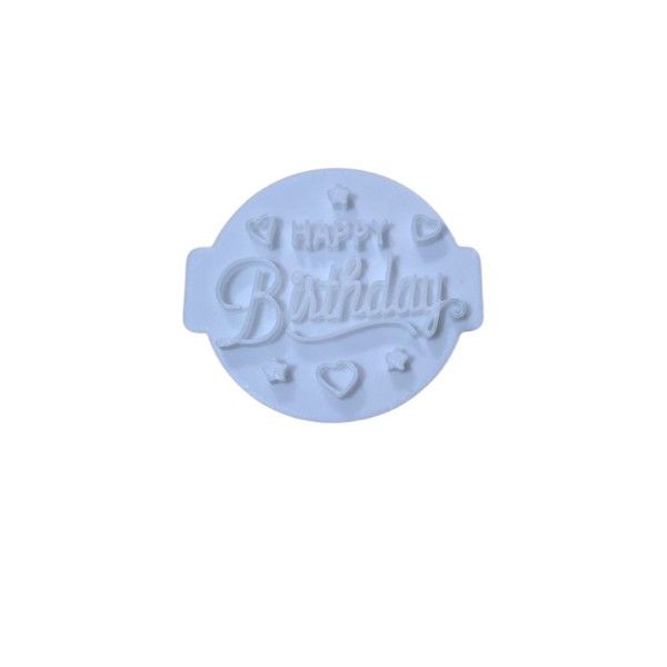 Hubbe Cookie Cutter - Happy Birthday with Hearts and Stars Embosser