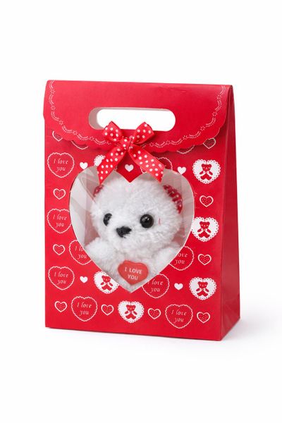 1pc Valentine's Gift Bag, Containing Teddy Bear with "I Love You" Message