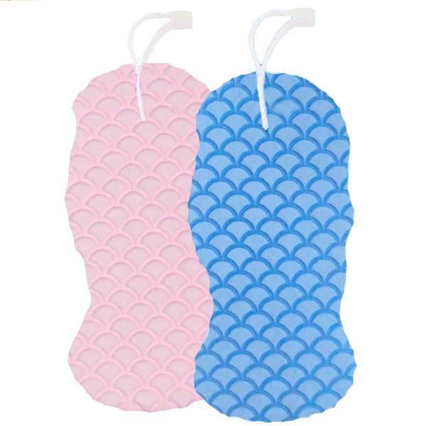 2 Pieces 3D Exfoliating Bath Sponge -Skin Friendly Super Soft -Pink and Blue