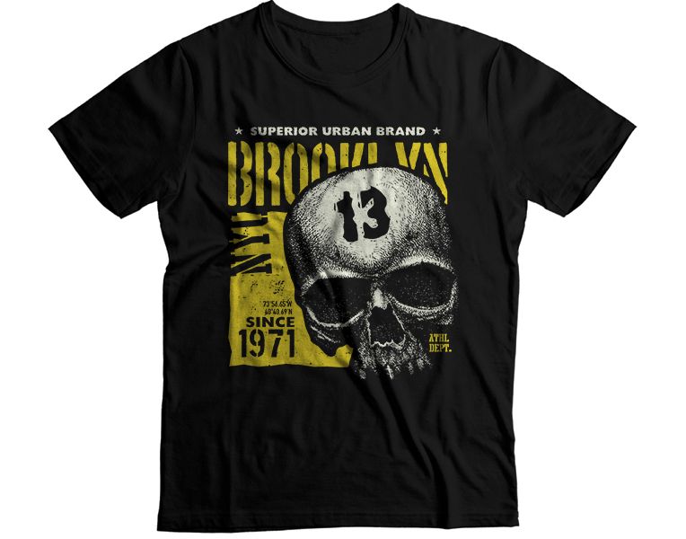 Brooklyn White Skull Graphic T-Shirt