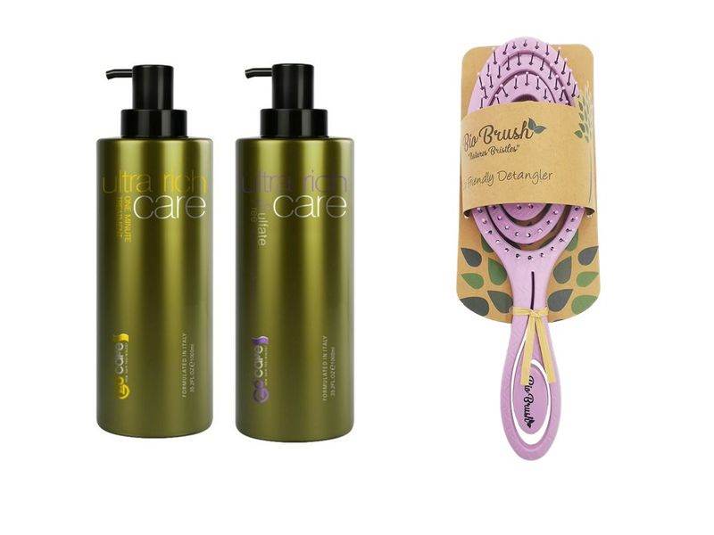 GoCare Twin Pack 400ml + Bio Brush Eco Friendly Circle Shaped Brush - Pink