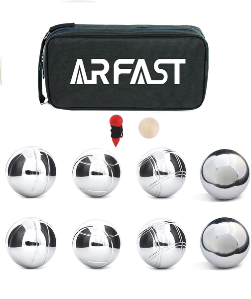 ARFAST - 8 Metal Balls Boule Game Set With Storage Bag