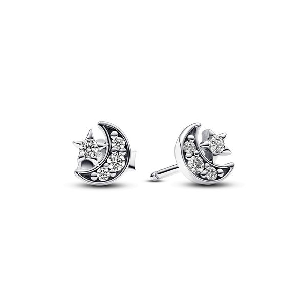 Pandora Sparkling Moon &amp; Star Stud Earrings.