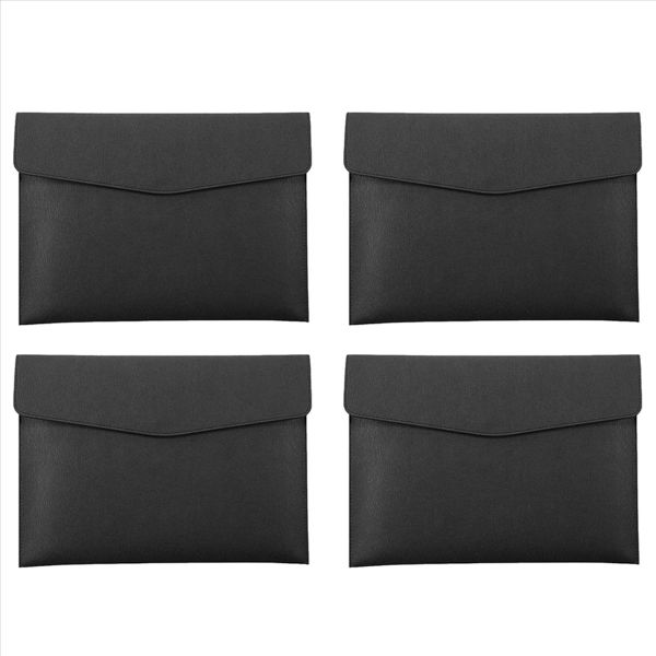 Pu Leather A4 File Folder Document Holder Waterproof (Black)