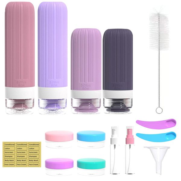 Travel Bottles for Toiletries - Silicone Travel Bottles Set - 18 Piece