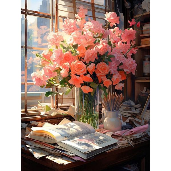 Floral Diamond Painting Kit: 5D Full Drill, Fantasy Flower