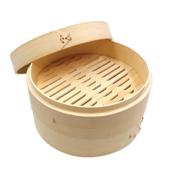 Pruchef Large 2-Tier Bamboo Steamer Basket for Dumpling Dim Sum - 25cm