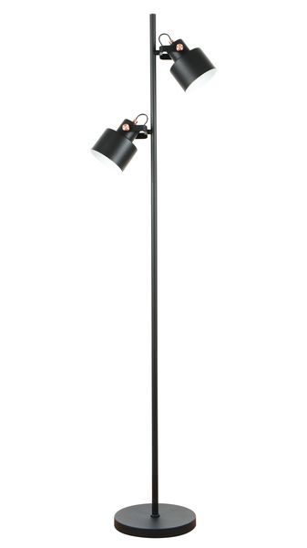 Bright Star Black or White Floor Lamp with Dual Adjustable Spotlight Heads