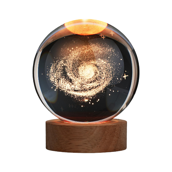 3D Milky Way Crystal Ball LED Night Light With Bamboo Base ...