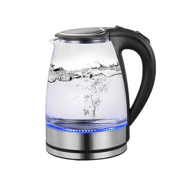 1.8L Glass Electric Kettle with Blue LED Light &amp; Rapid Boil Technology