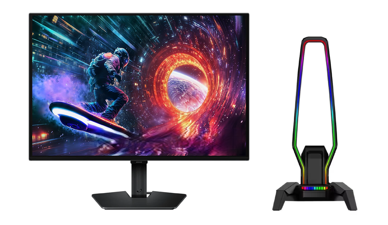 Samsung Odyssey 27" OLED G5 QHD 180Hz Monitor + RGB Headset Holder/USB Hub