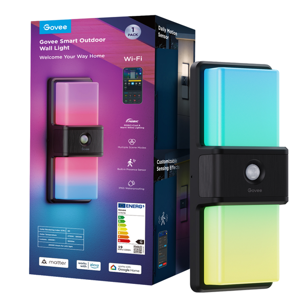 Govee Smart Outdoor Wall Light - RGB Color Changing Security Light