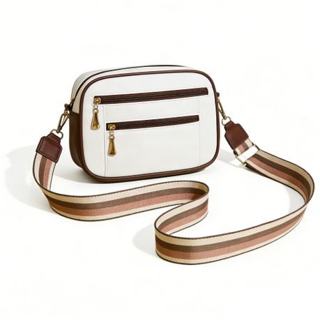 Women Color Block Crossbody Camera Bag,Adjustable Wide Strap Shoulder Purse Image