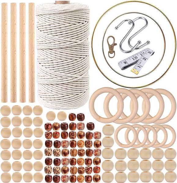 Beginners Macrame Kit with Accessories - 121 Piece - Natural