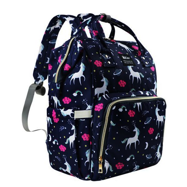 Portable Diaper Mommy &amp; Baby Bag Unicorn - Black