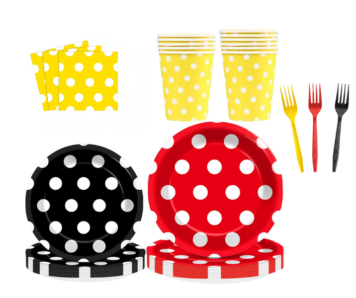 Polka Dot Style Disposable Tableware Kids Party Plate - 80 Piece