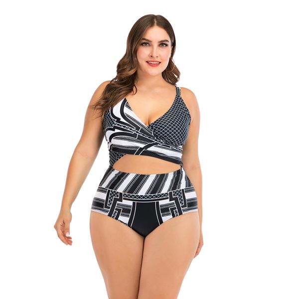 Iconix Plus Size Black and White Fusion One-Piece