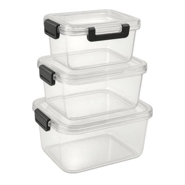 Pack of 3 - Air-Tight Lunch Box Food Storage Container Meal Prep Container