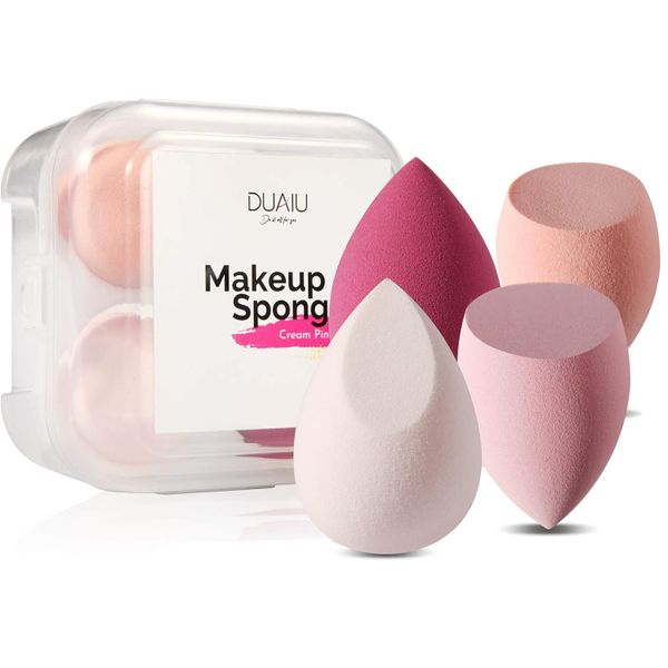 4 Pcs Makeup Sponge Set Foundation Blending Sponge, with Storage Box