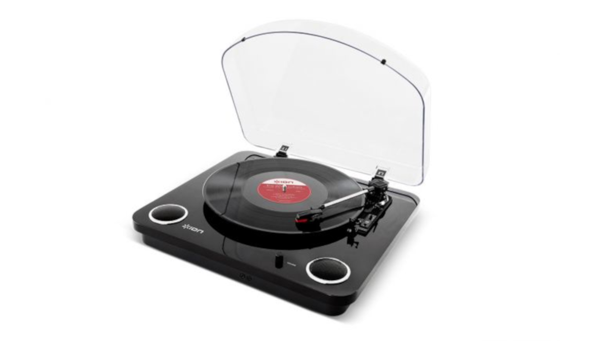 ION Max LP Conversion Turntable with Stereo Speakers Black