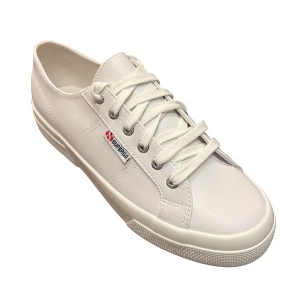 Superga Women's Leather White Platform Sneakers