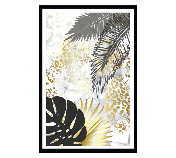 Amber Bay Fern Framed Canvas Print - Grey (420 x 620mm) Wall Art