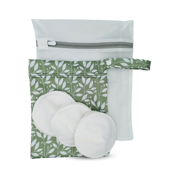 Reusable Nursing Pads - Set of 3 Pairs with Waterproof Carry Bag &amp; Washbag