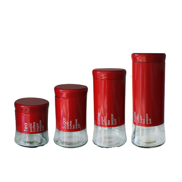 Glass Transparent Jar Canisters Set - 4 Piece
