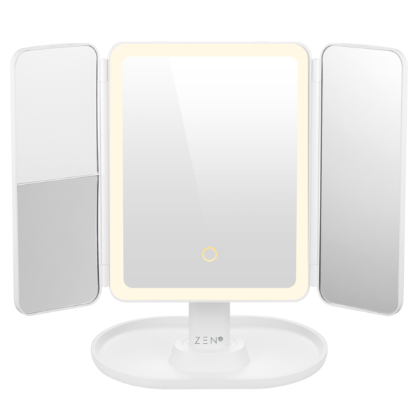 ZEN Selene Series Detachable Tri-Fold LED Makeup Mirror - White