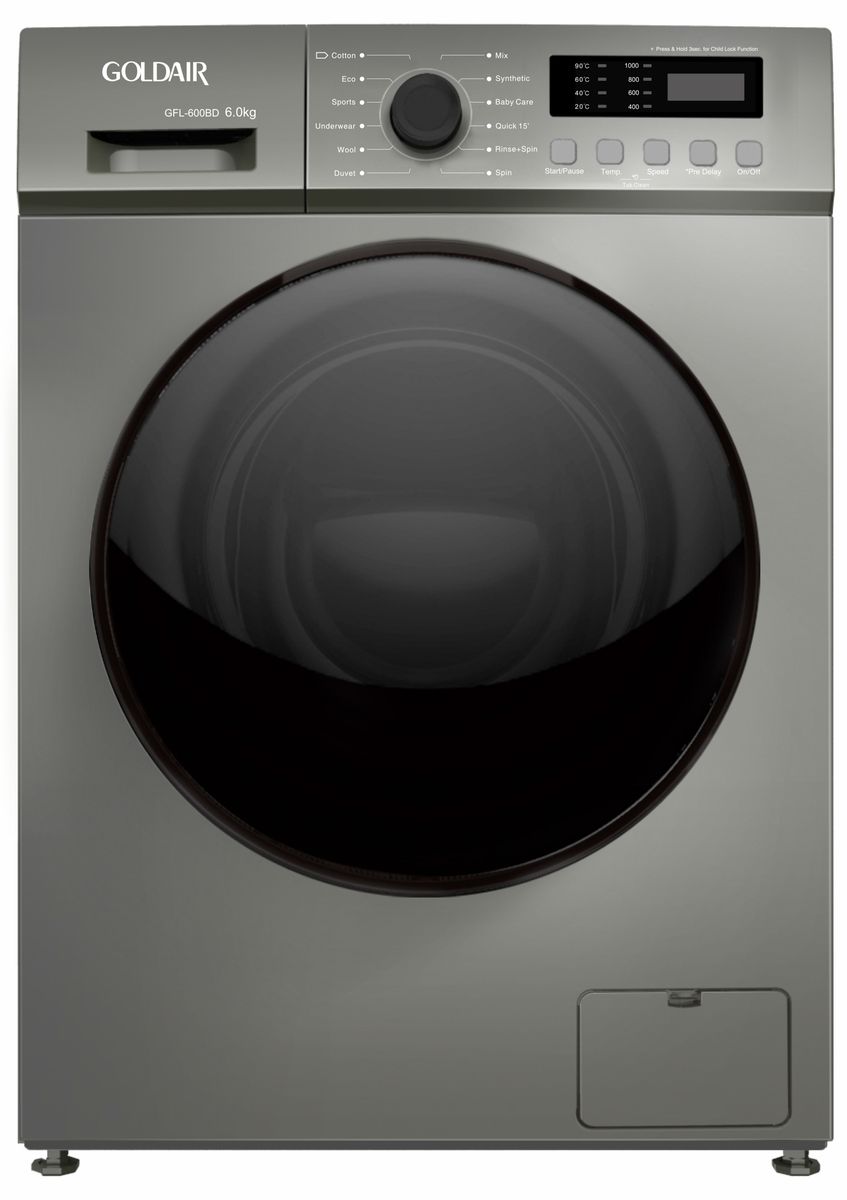 Goldair Front loader washing machine 6Kg Silver GFL600BD Buy Online in South Africa