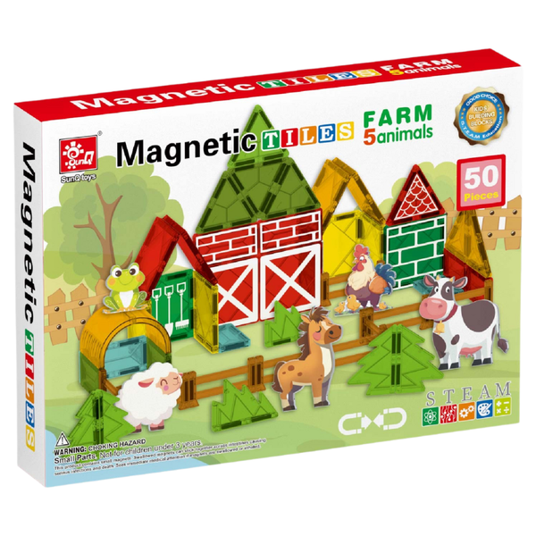 Magnetic Tiles - Farm Animals Set - 50 Pieces