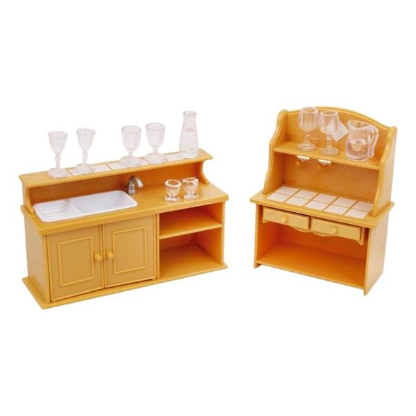 B03 Cupboard, Kitchen Sink, Glasses with Vase