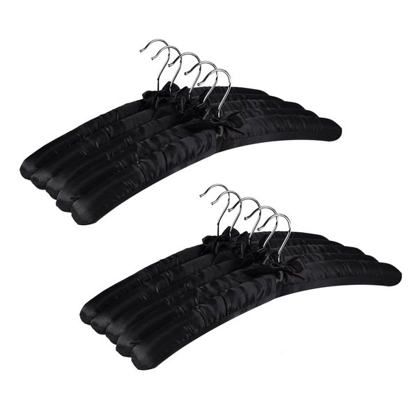 17 Inch Large Satin Padded Hangers Silk Hangers Blouse (Black 5 Pack)