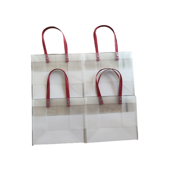 PVC Plastic Gift Bags with Handles (4 Pack)