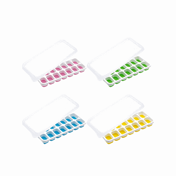 4 Pieces Of 14-Cell Silicone Ice Cube Trays With Lids