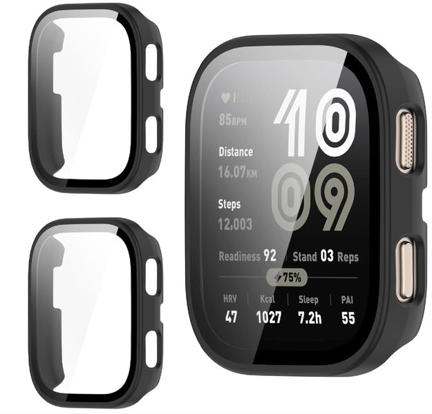 2 Pcs Case + Glass Screen Protector Compatible With Amazfit Bip 6
