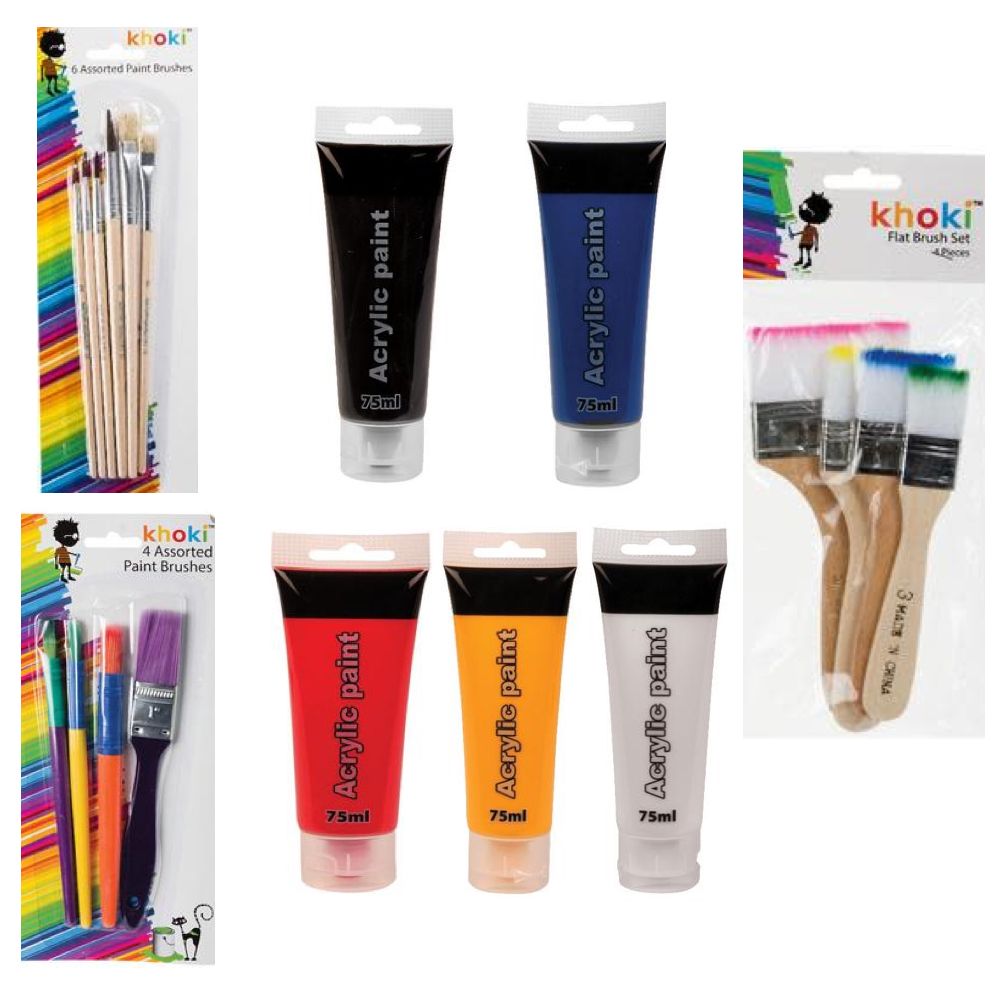 Craft Acrylic Paint Jumbo Set & Paint Brushes Buy Online in South