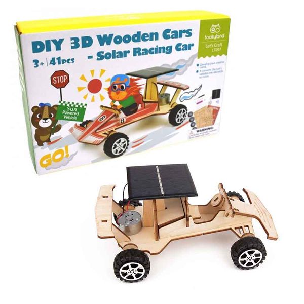 TookyToy DIY 3D Wooden Solar Racing Car