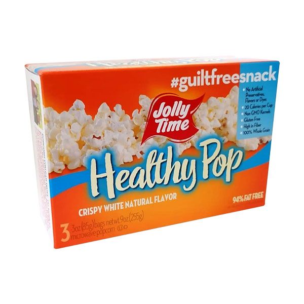 Jolly Time Healthy Pop Crispy White Microwave Popcorn Box - 2 x 255g