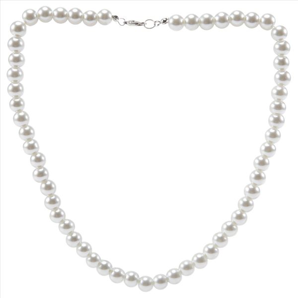 Charm Pearl Necklace w. Metal Clasp