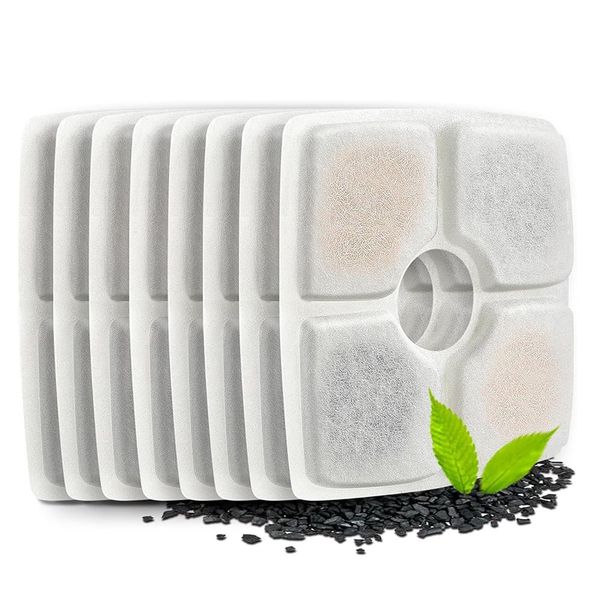 8 Pack Replacement Filters for 84oz 2.5L Automatic Pet Fountain for Cat Dog